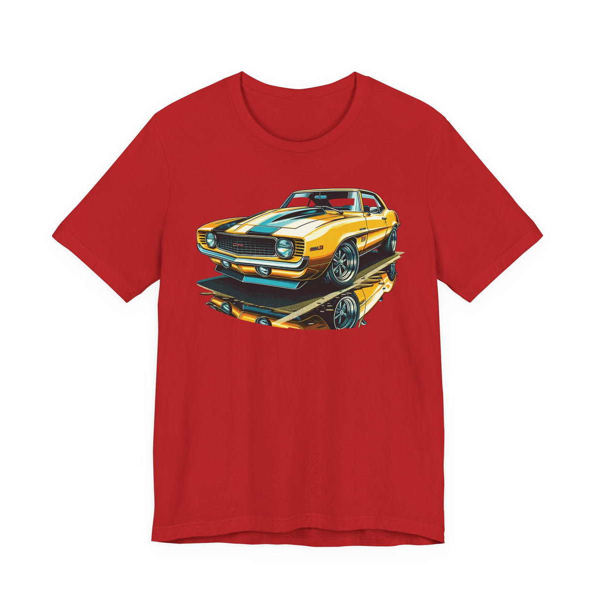 Yellow Classic Muscle Car T-Shirt | American Muscle Roars back graphic tee