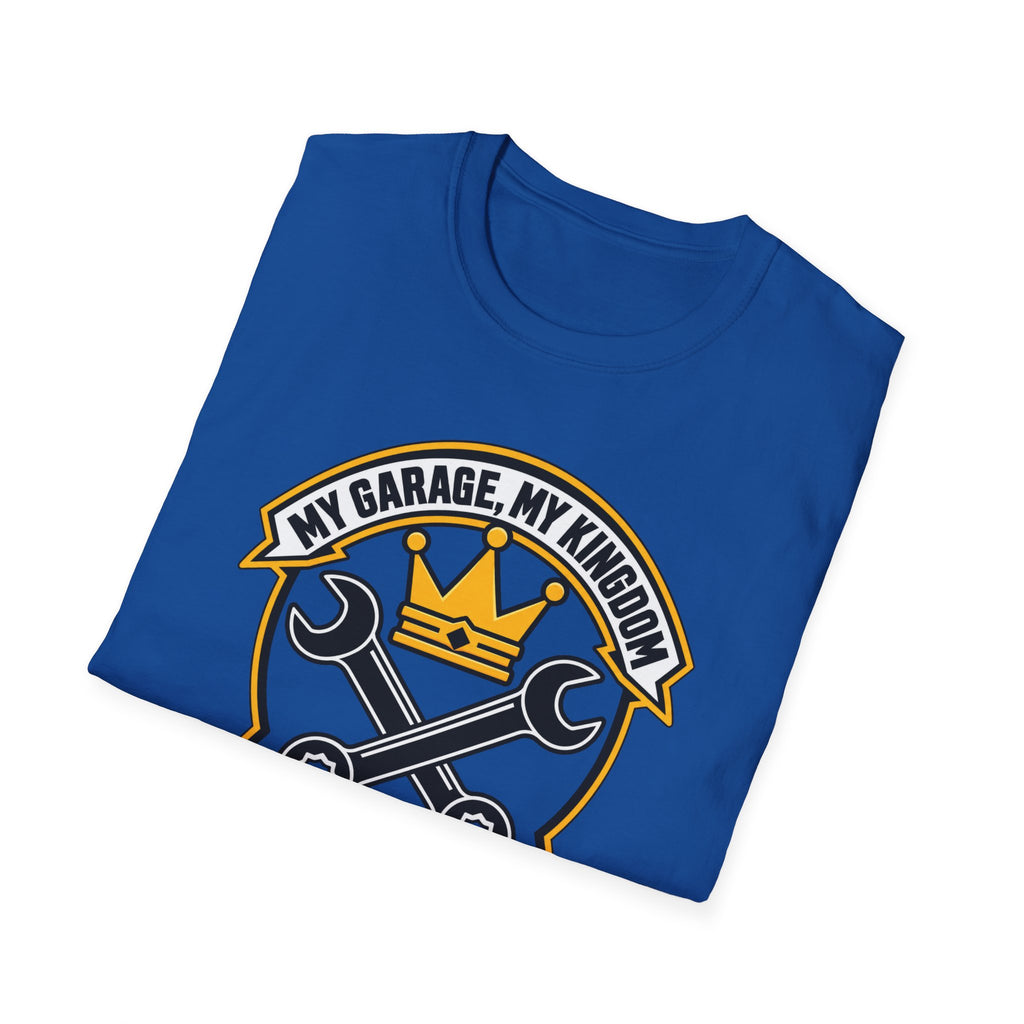 Garage King T-Shirt — "My Garage, My Kingdom" Wrench & Crown Tee