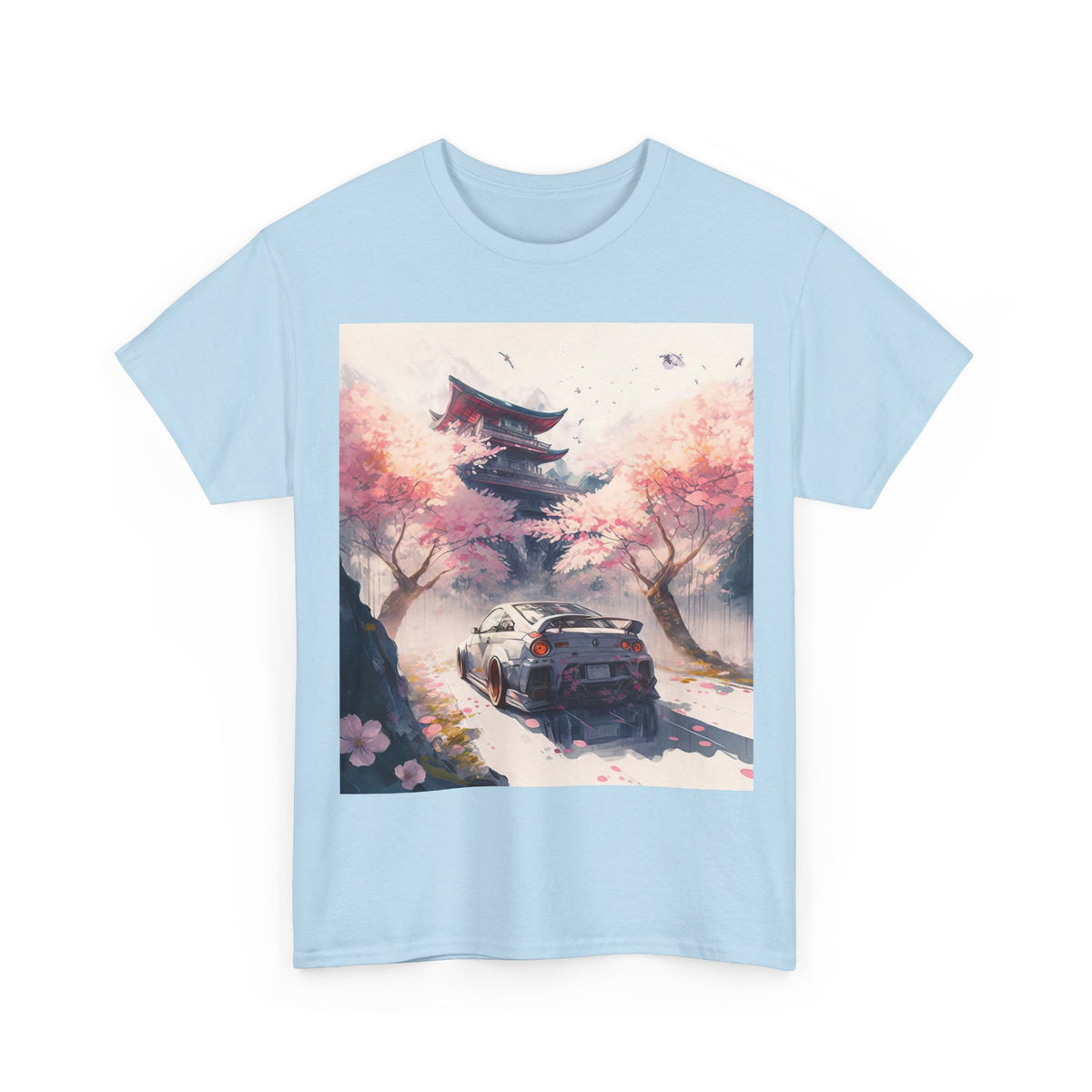 Sakura Drift Retro Sports Car Tee — Cherry Blossom JDM Graphic T-Shirt