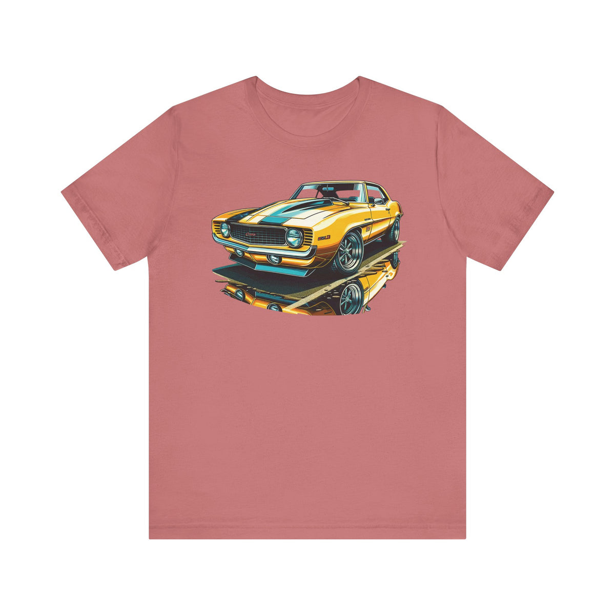 Yellow Classic Muscle Car T-Shirt | American Muscle Roars back graphic tee