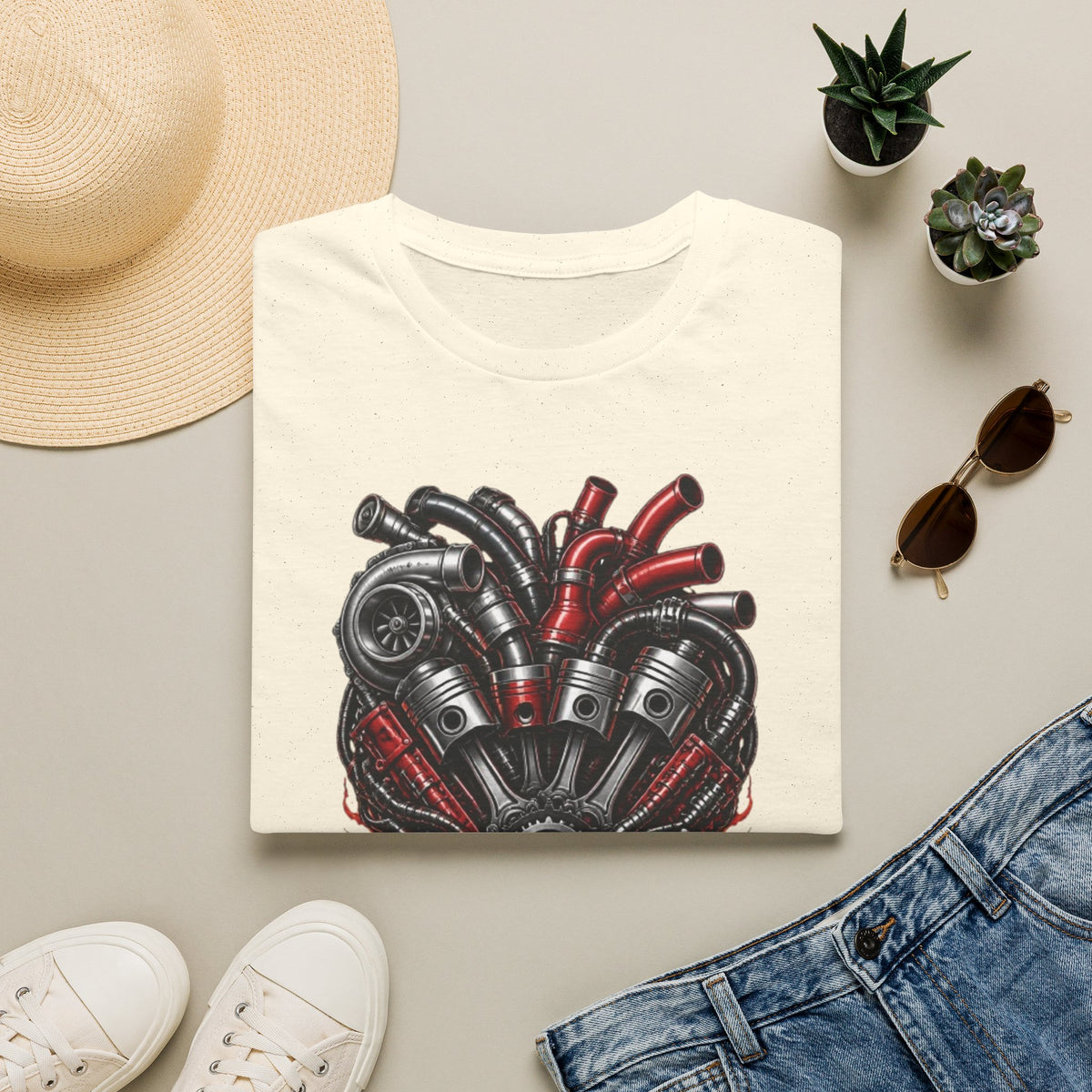 Diesel In My Veins T-Shirt — Engine Heart Graphic Tee for Car & Motor Enthusiasts