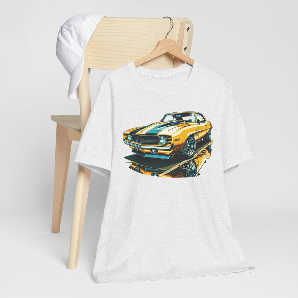 Yellow Classic Muscle Car T-Shirt | American Muscle Roars back graphic tee