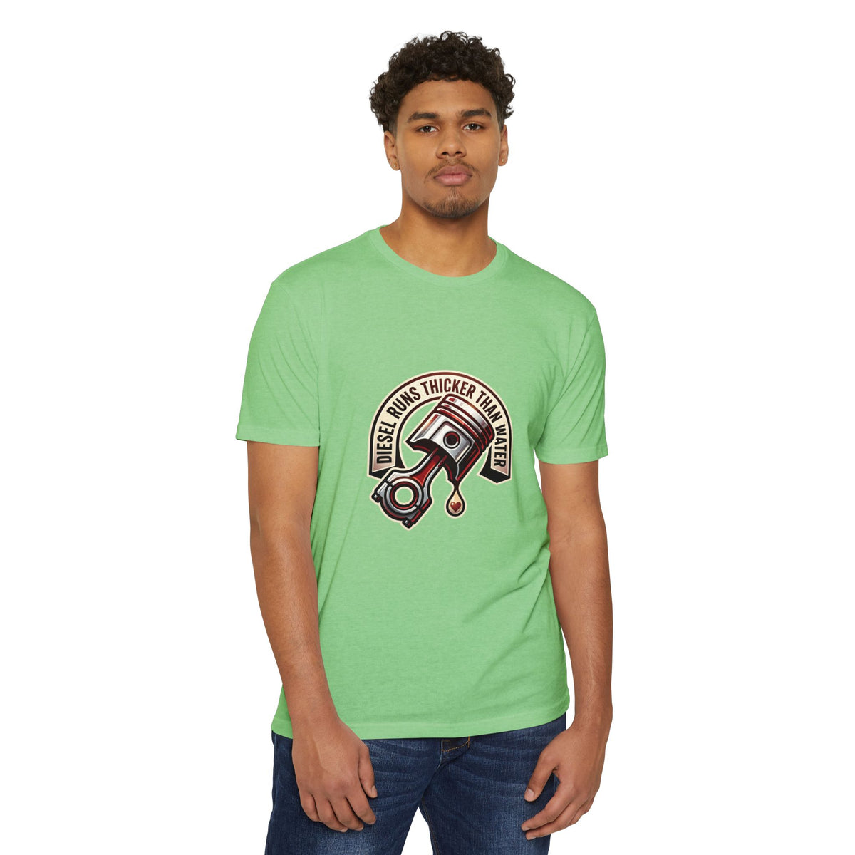 Diesel Runs Thicker Than Water T-Shirt — Mechanic Piston Graphic Tee