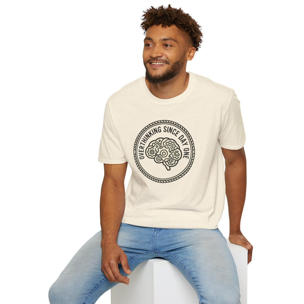T-Shirt — "Overthinking Since Day One" Brain Graphic Tee