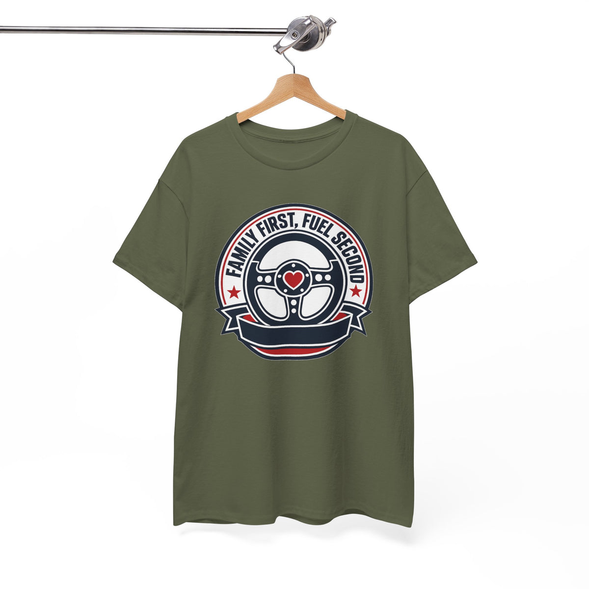 Family First, Fuel Second Tee — Steering Wheel Graphic Shirt