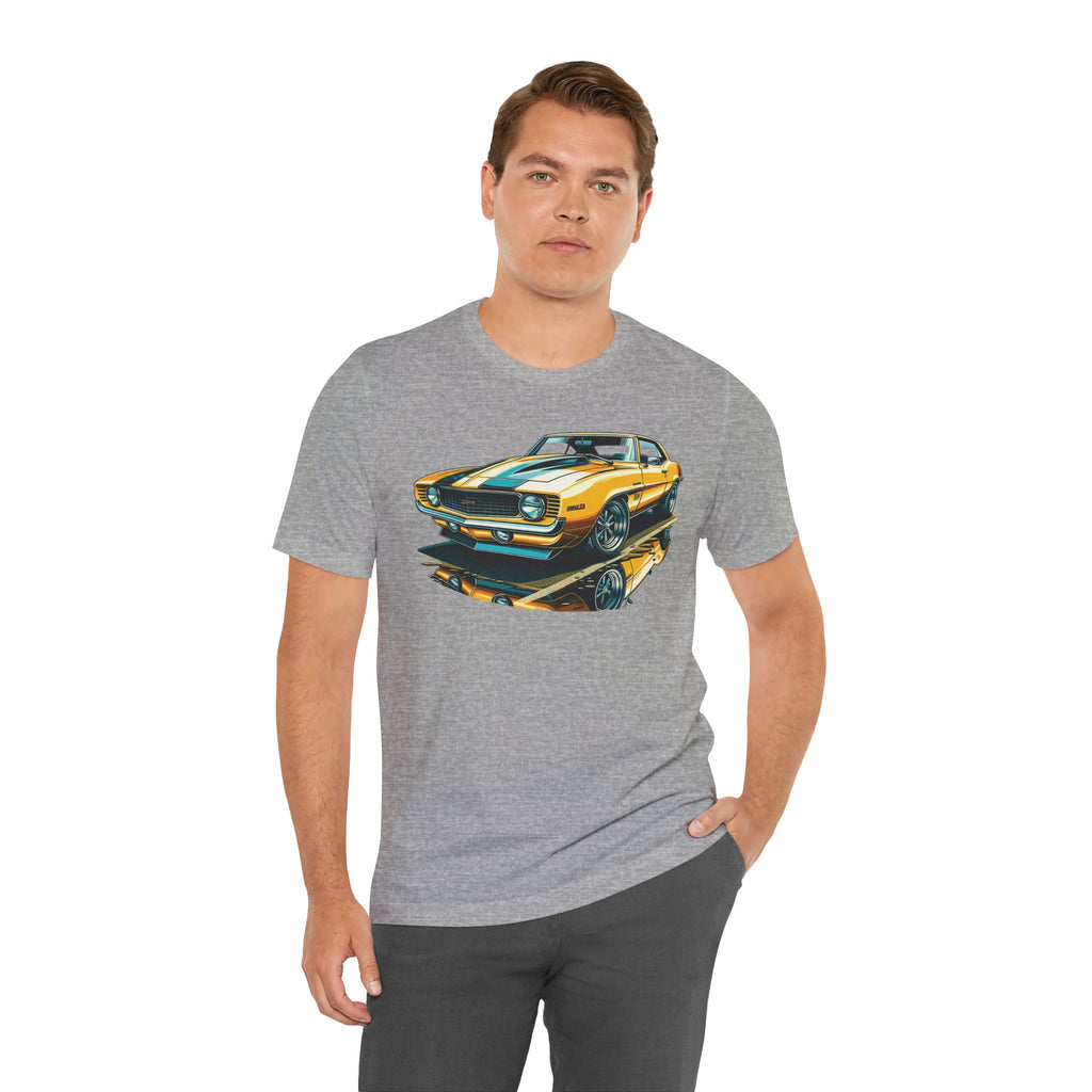 Yellow Classic Muscle Car T-Shirt | American Muscle Roars back graphic tee