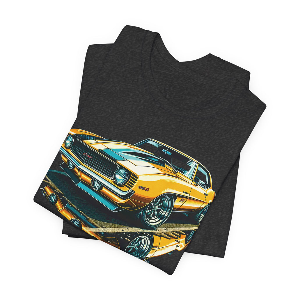 Yellow Classic Muscle Car T-Shirt | American Muscle Roars back graphic tee