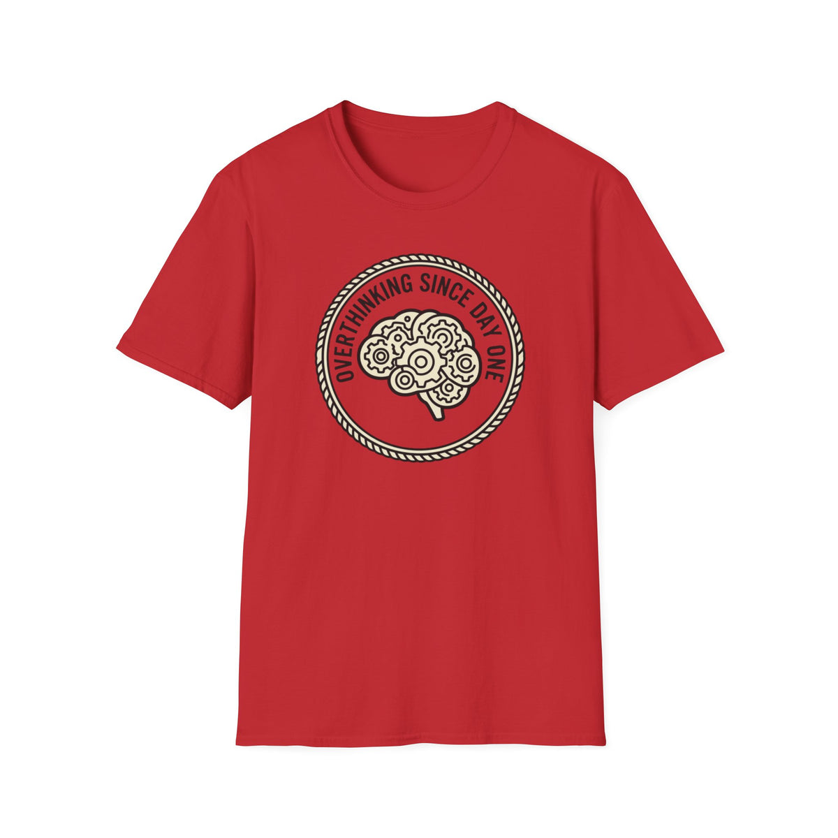 T-Shirt — "Overthinking Since Day One" Brain Graphic Tee