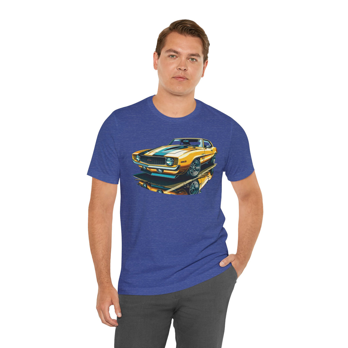 Yellow Classic Muscle Car T-Shirt | American Muscle Roars back graphic tee