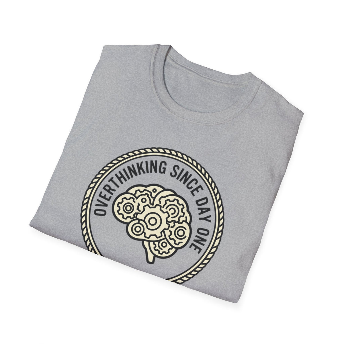 T-Shirt — "Overthinking Since Day One" Brain Graphic Tee