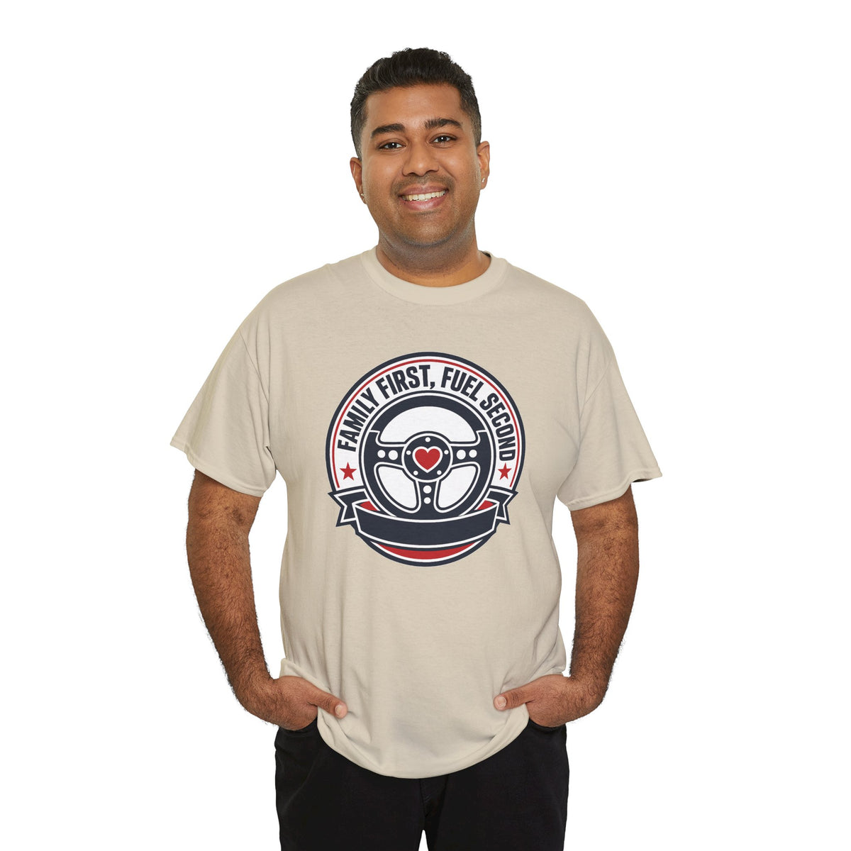 Family First, Fuel Second Tee — Steering Wheel Graphic Shirt