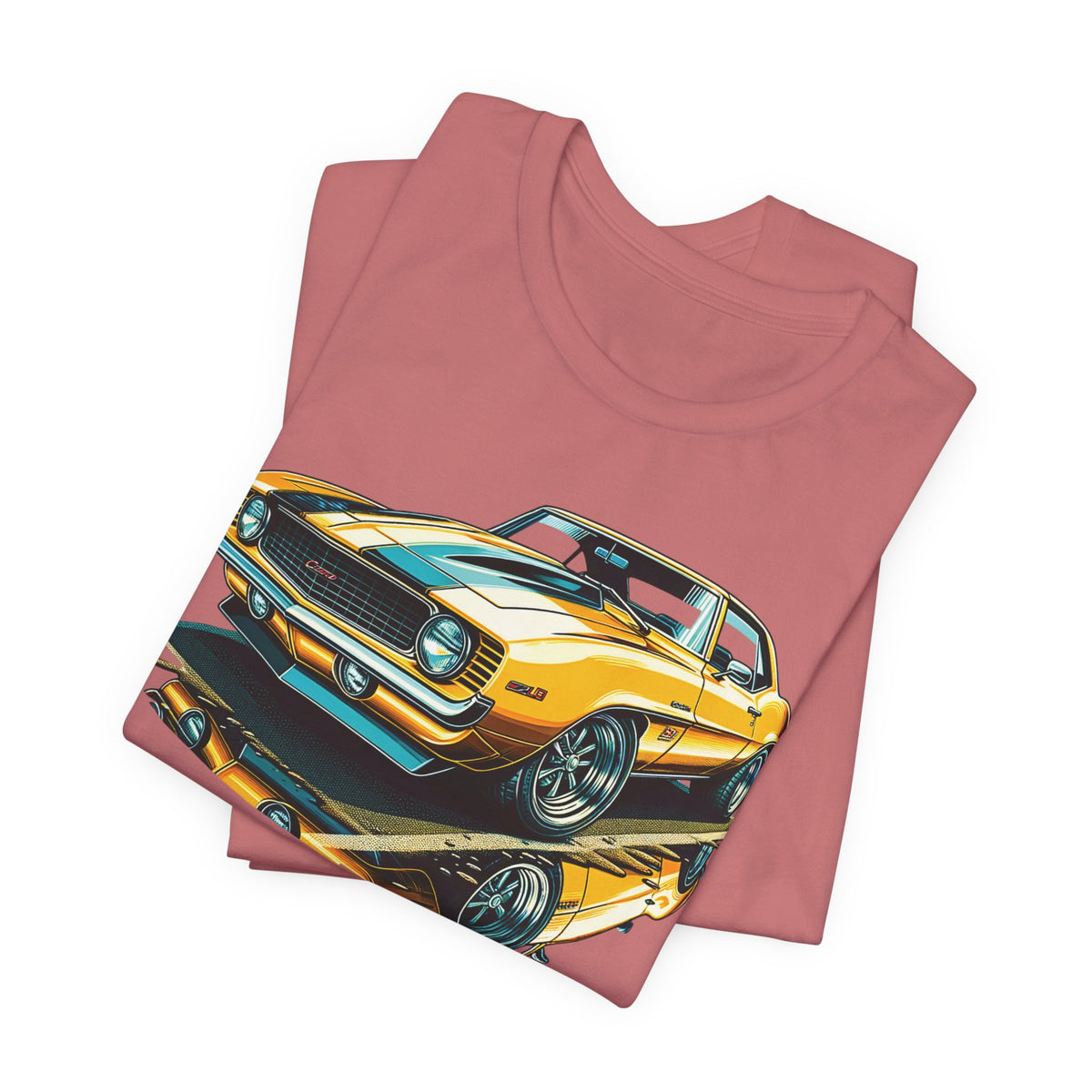Yellow Classic Muscle Car T-Shirt | American Muscle Roars back graphic tee