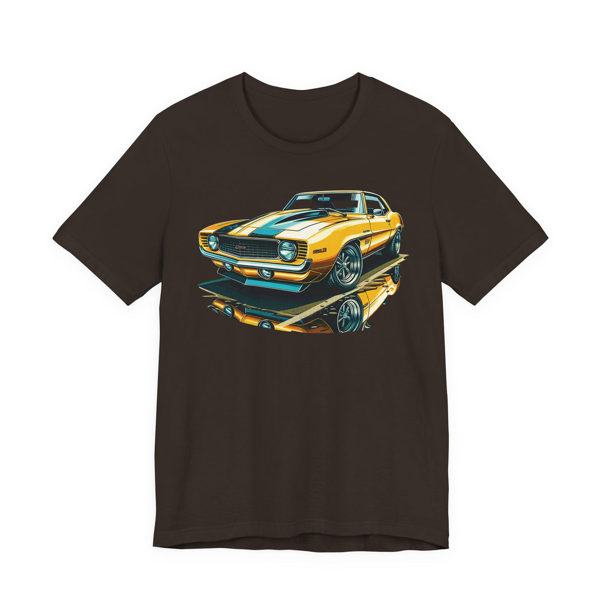 Yellow Classic Muscle Car T-Shirt | American Muscle Roars back graphic tee
