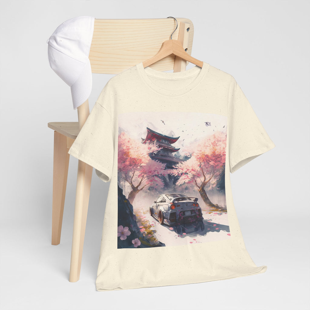 Sakura Drift Retro Sports Car Tee — Cherry Blossom JDM Graphic T-Shirt