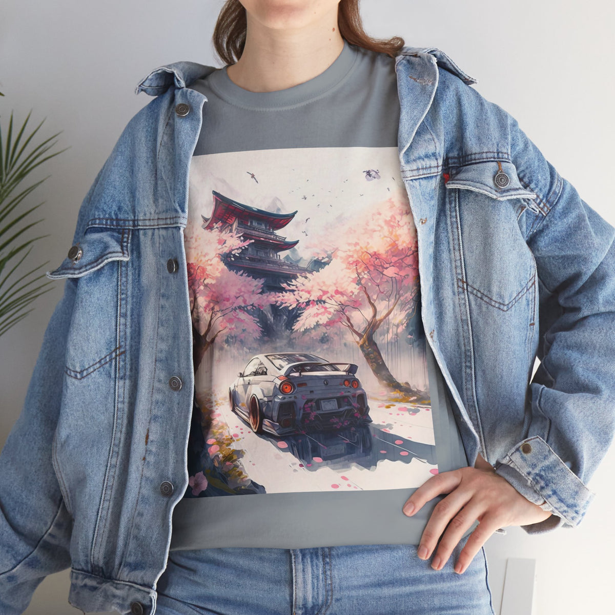 Sakura Drift Retro Sports Car Tee — Cherry Blossom JDM Graphic T-Shirt