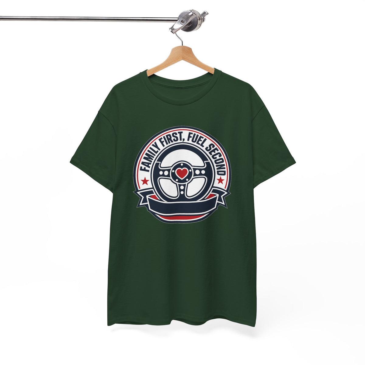 Family First, Fuel Second Tee — Steering Wheel Graphic Shirt