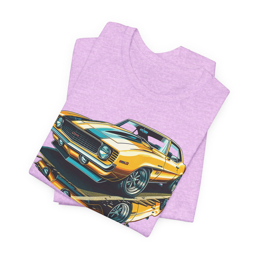 Yellow Classic Muscle Car T-Shirt | American Muscle Roars back graphic tee