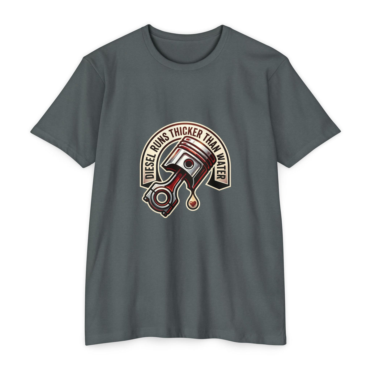 Diesel Runs Thicker Than Water T-Shirt — Mechanic Piston Graphic Tee