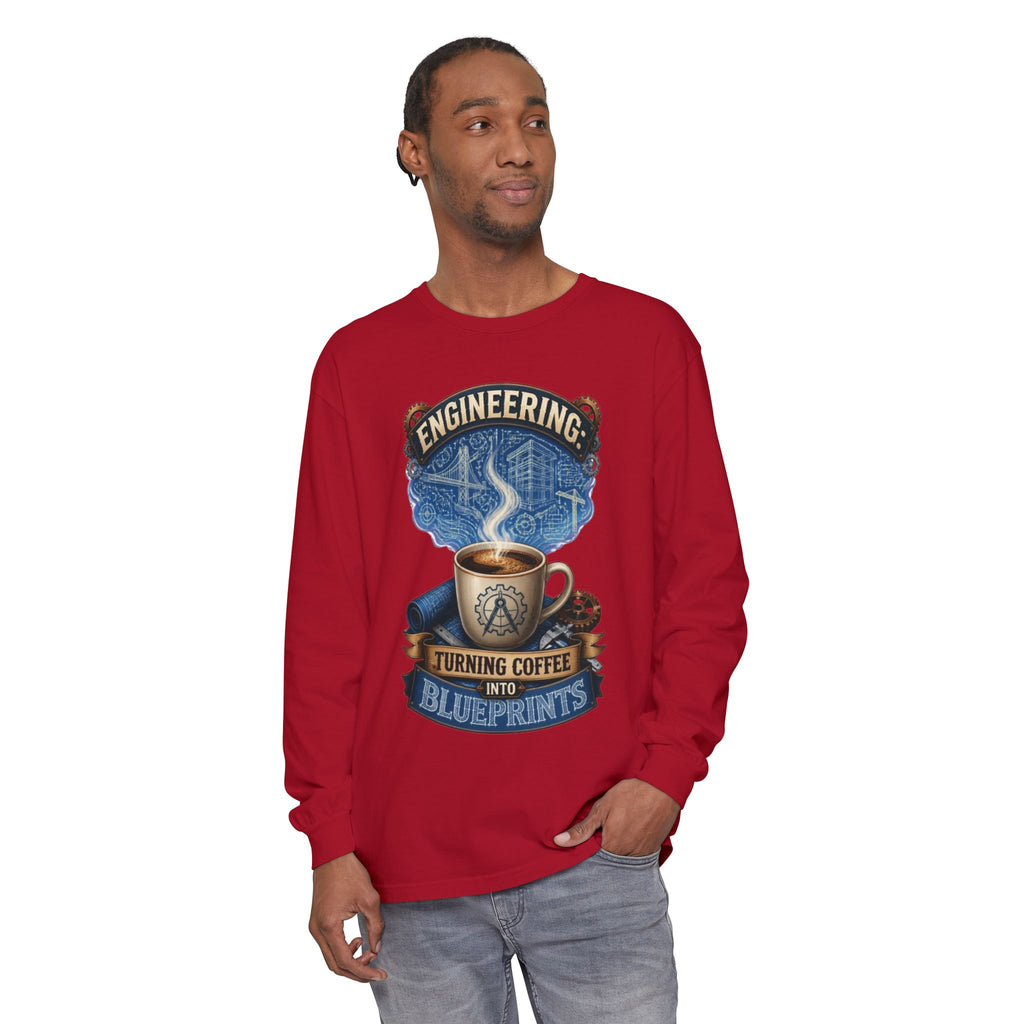 Engineering Coffee Long Sleeve Tee — "Turning Coffee Into Blueprints"