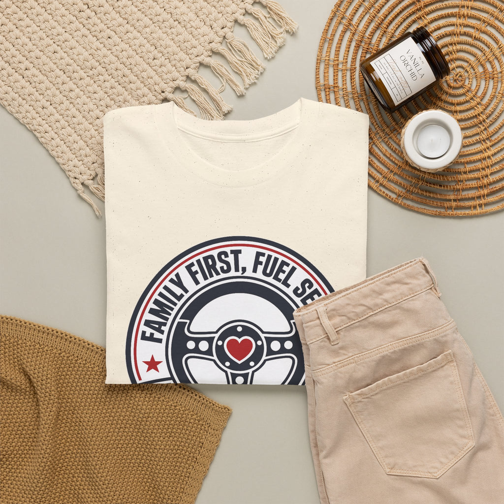 Family First, Fuel Second Tee — Steering Wheel Graphic Shirt
