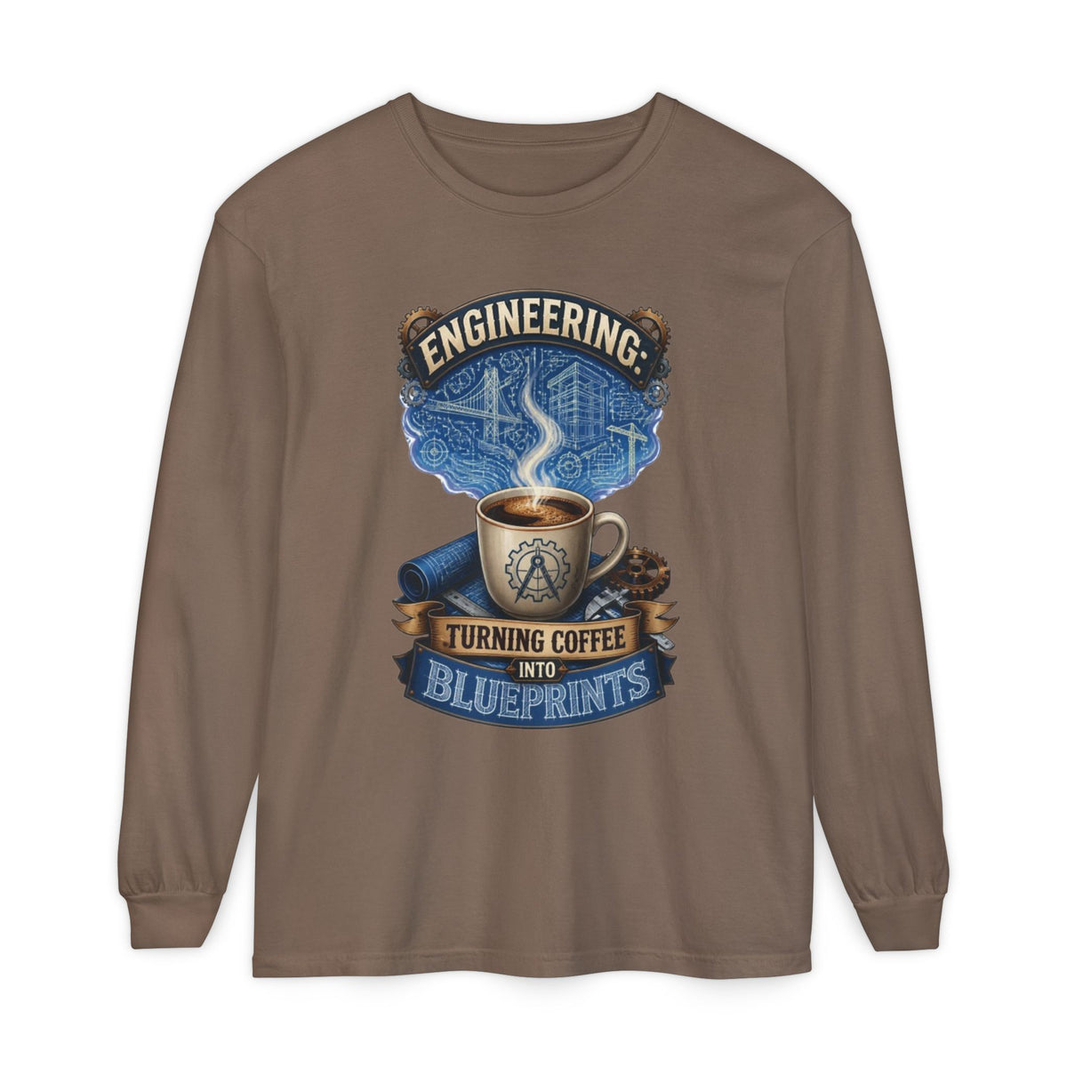 Engineering Coffee Long Sleeve Tee — "Turning Coffee Into Blueprints"