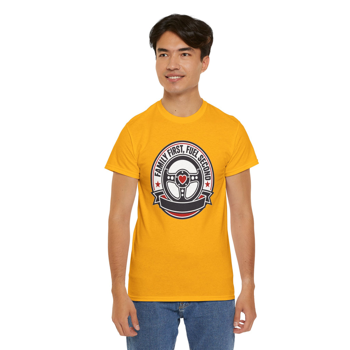 Family First, Fuel Second Tee — Steering Wheel Graphic Shirt