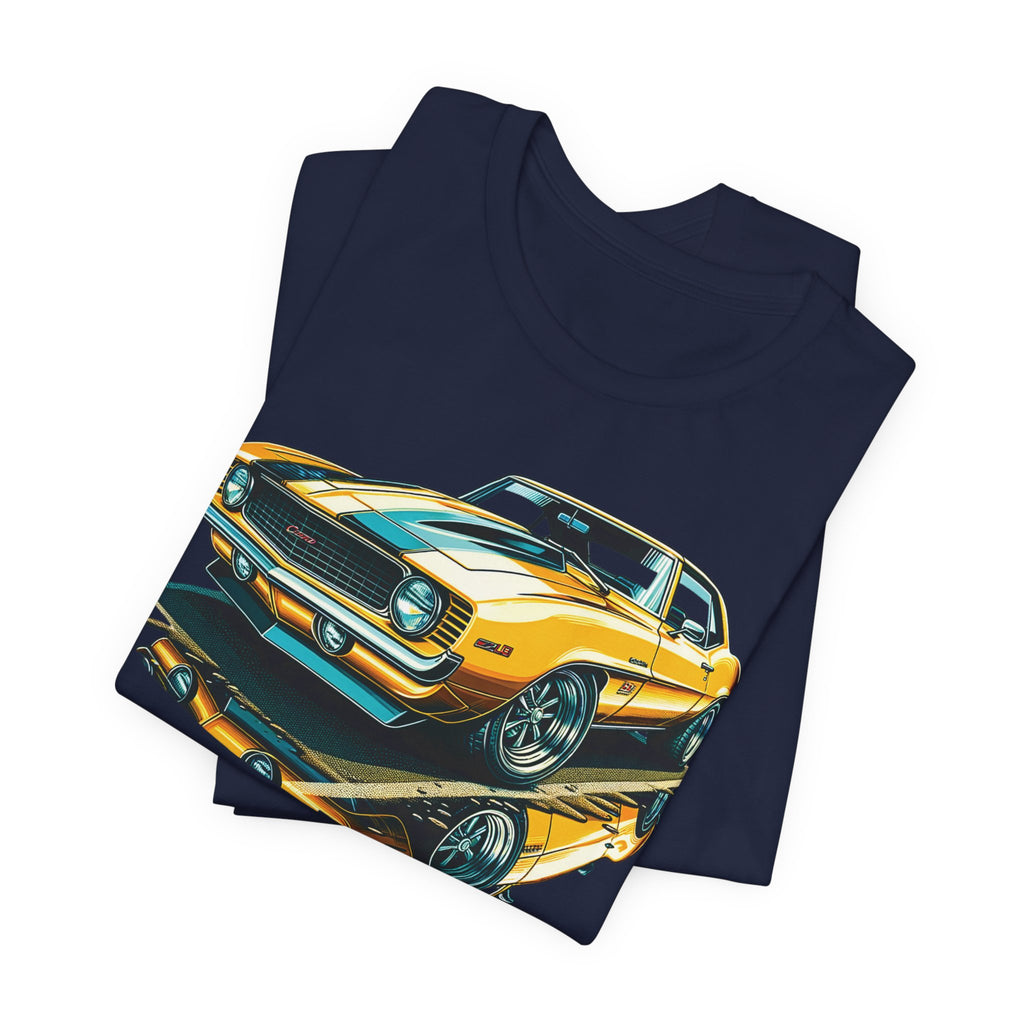 Yellow Classic Muscle Car T-Shirt | American Muscle Roars back graphic tee