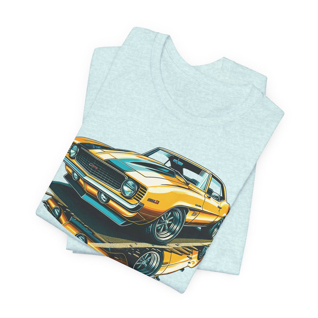 Yellow Classic Muscle Car T-Shirt | American Muscle Roars back graphic tee