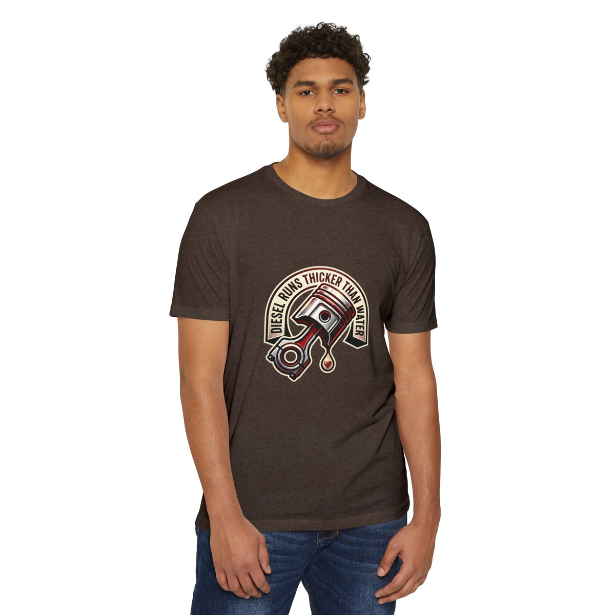 Diesel Runs Thicker Than Water T-Shirt — Mechanic Piston Graphic Tee