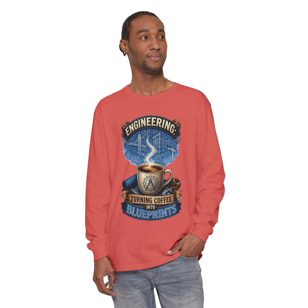 Engineering Coffee Long Sleeve Tee — "Turning Coffee Into Blueprints"