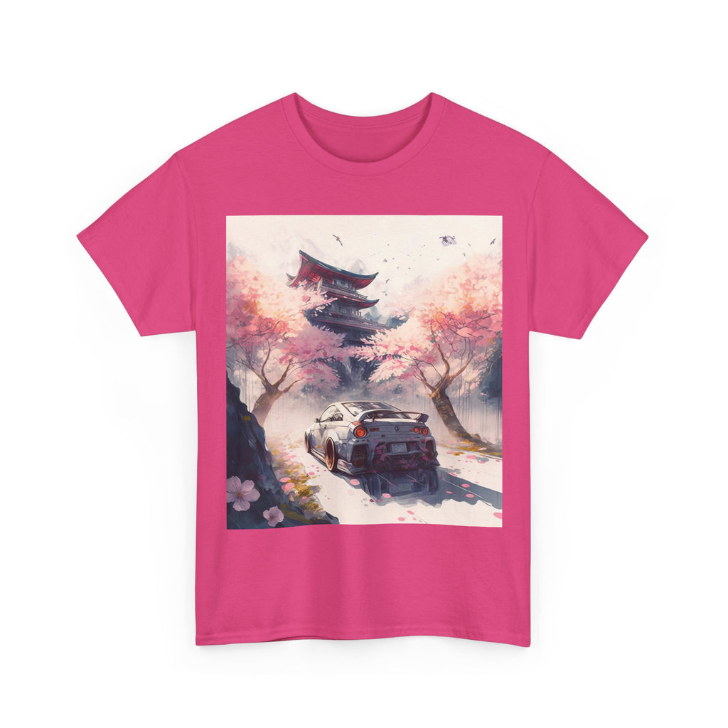 Sakura Drift Retro Sports Car Tee — Cherry Blossom JDM Graphic T-Shirt