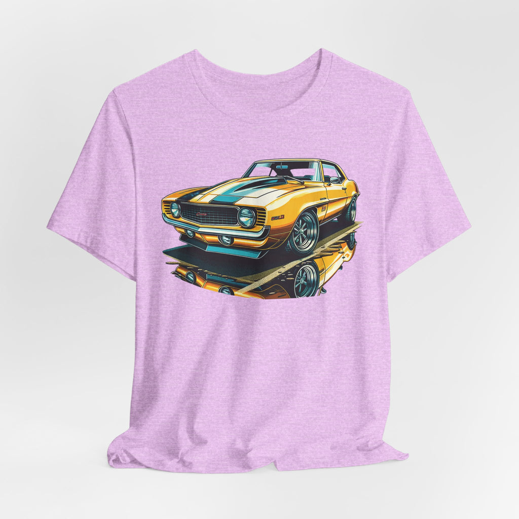 Yellow Classic Muscle Car T-Shirt | American Muscle Roars back graphic tee