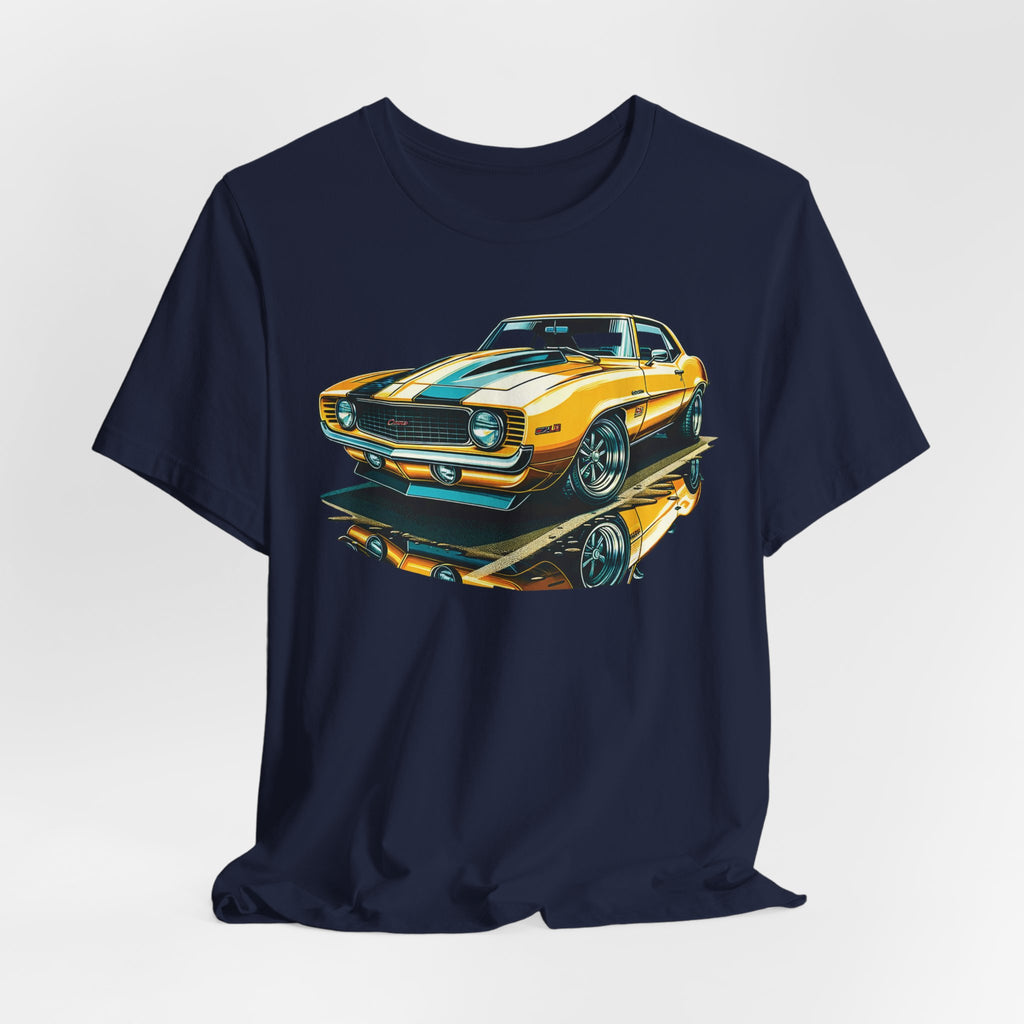 Yellow Classic Muscle Car T-Shirt | American Muscle Roars back graphic tee