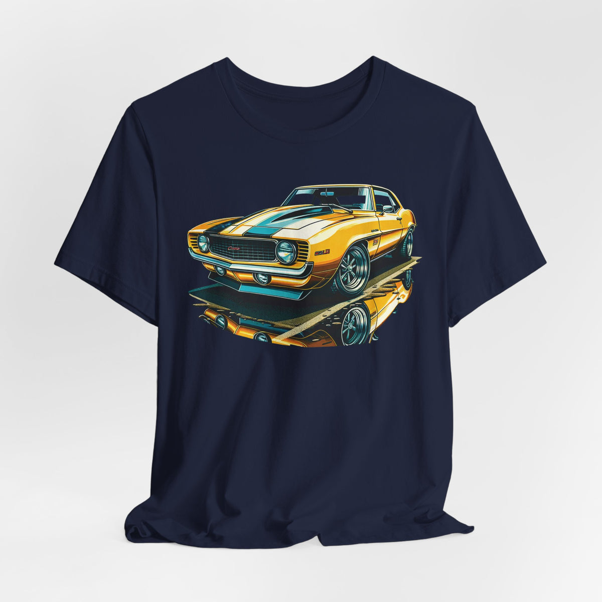 Yellow Classic Muscle Car T-Shirt | American Muscle Roars back graphic tee