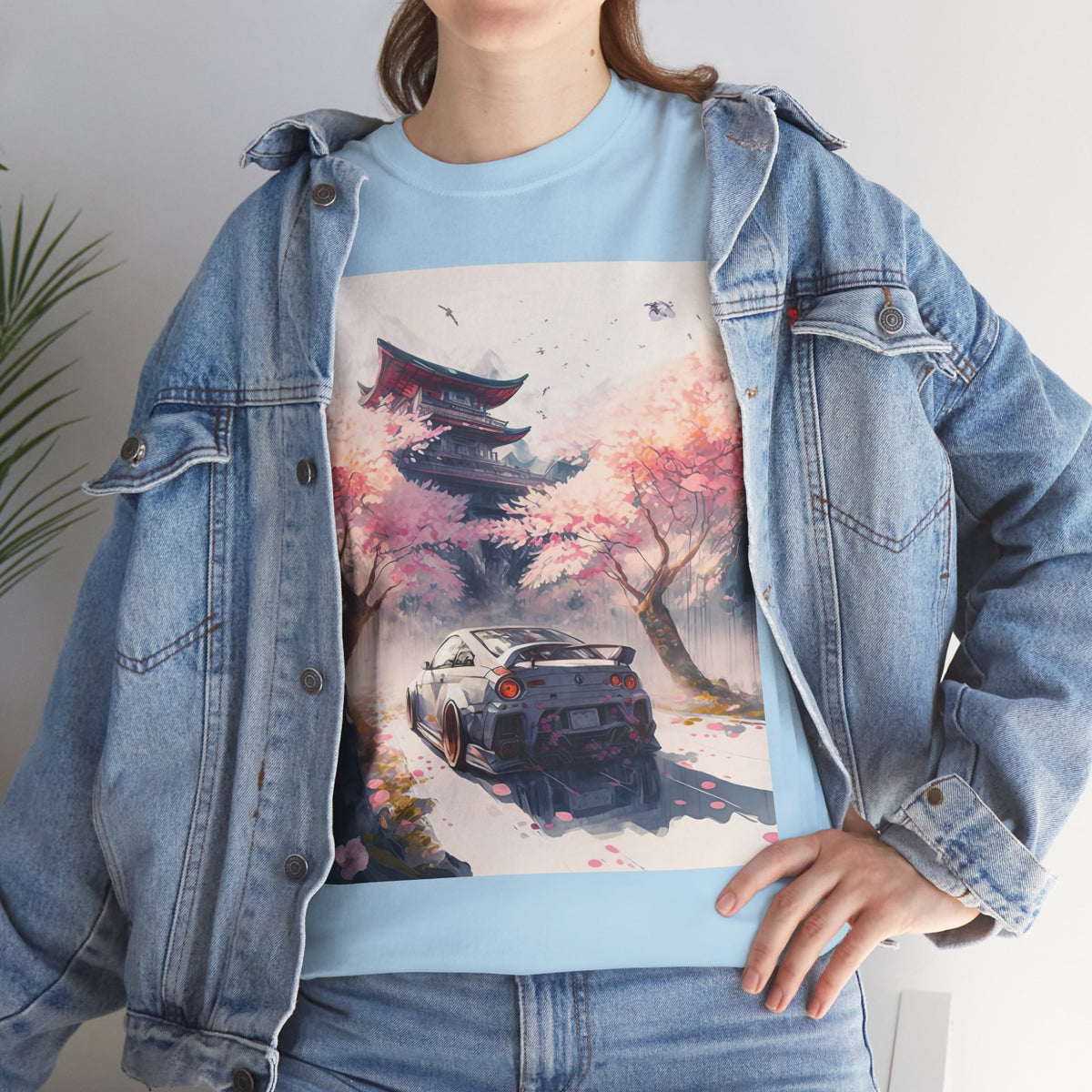 Sakura Drift Retro Sports Car Tee — Cherry Blossom JDM Graphic T-Shirt
