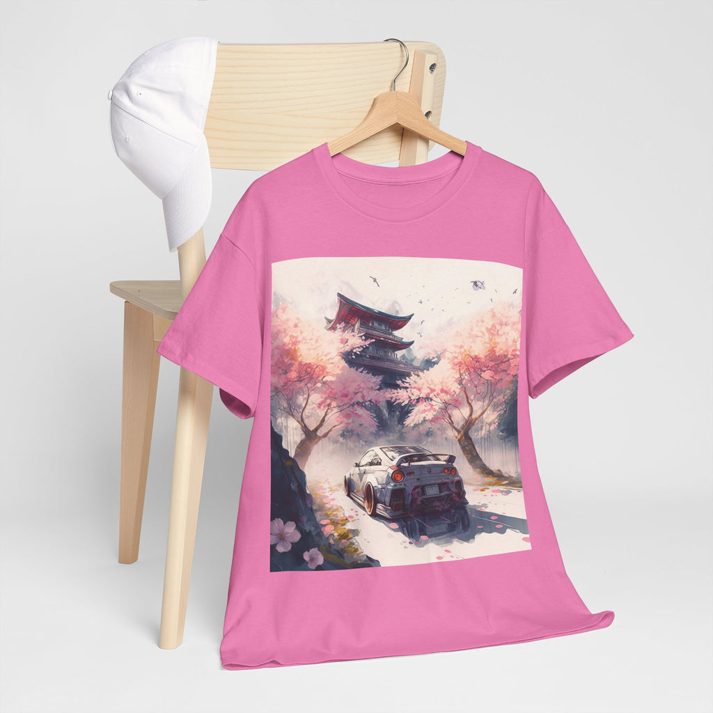Sakura Drift Retro Sports Car Tee — Cherry Blossom JDM Graphic T-Shirt