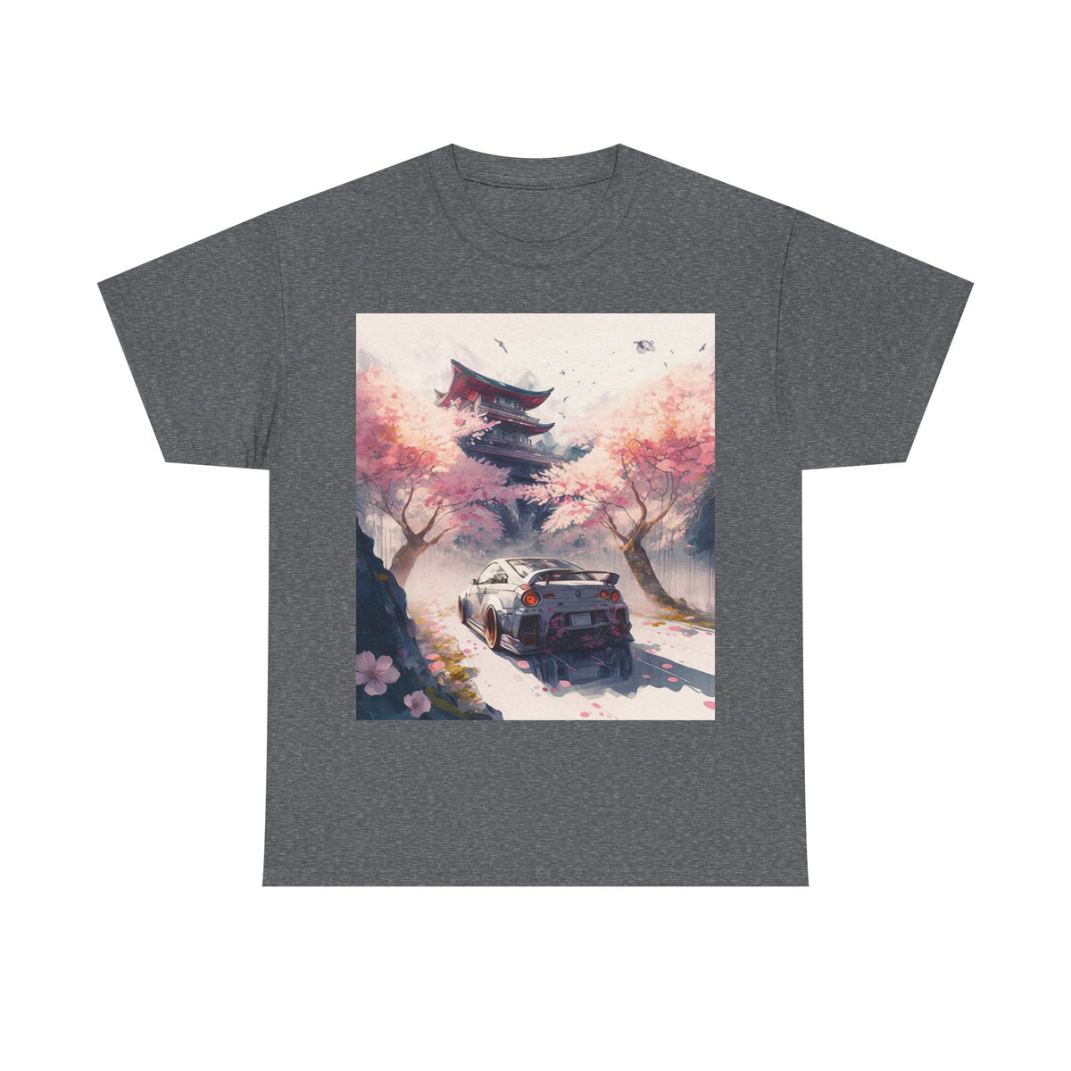 Sakura Drift Retro Sports Car Tee — Cherry Blossom JDM Graphic T-Shirt