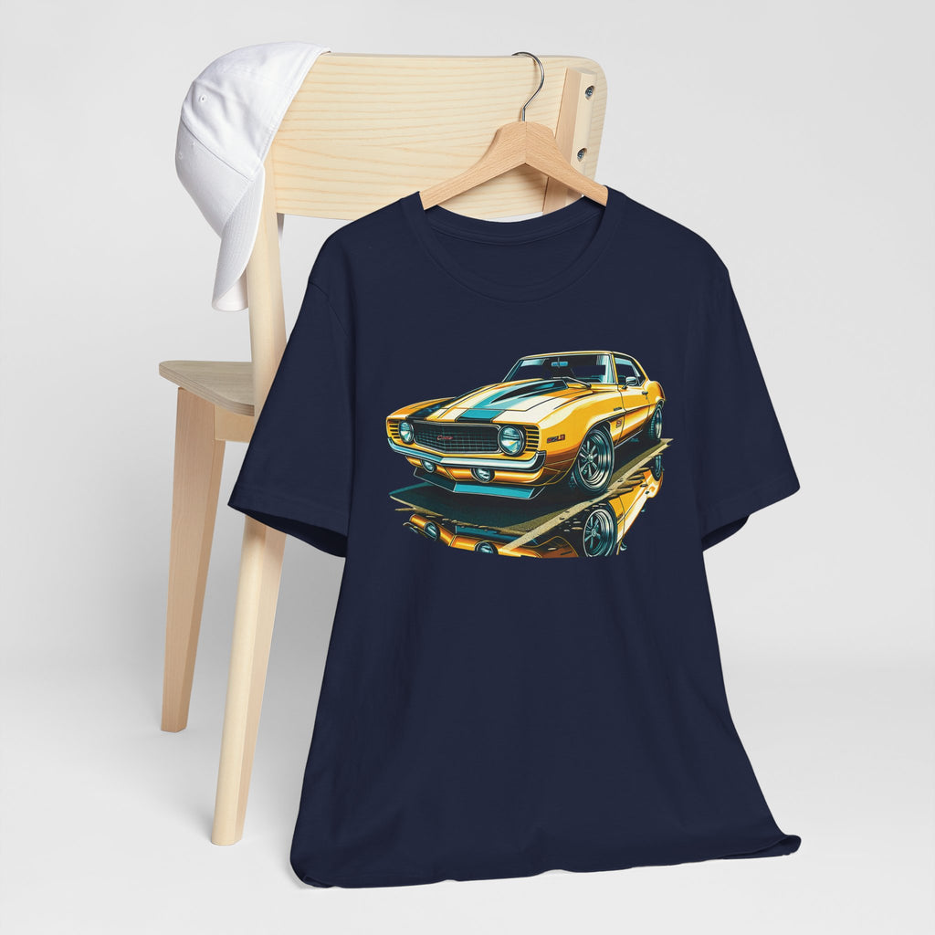 Yellow Classic Muscle Car T-Shirt | American Muscle Roars back graphic tee