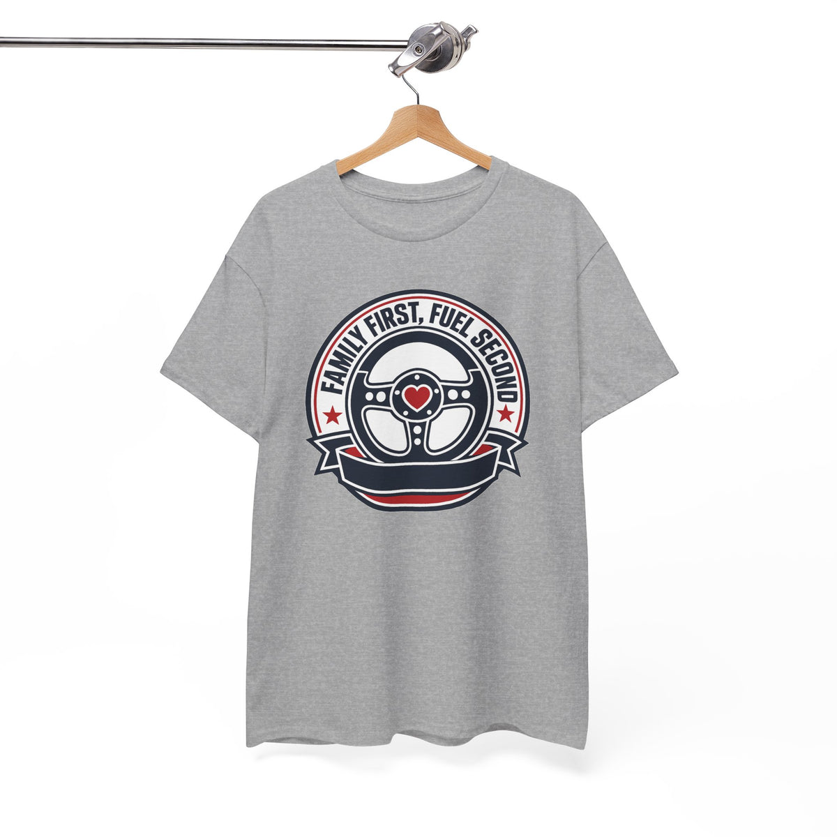Family First, Fuel Second Tee — Steering Wheel Graphic Shirt