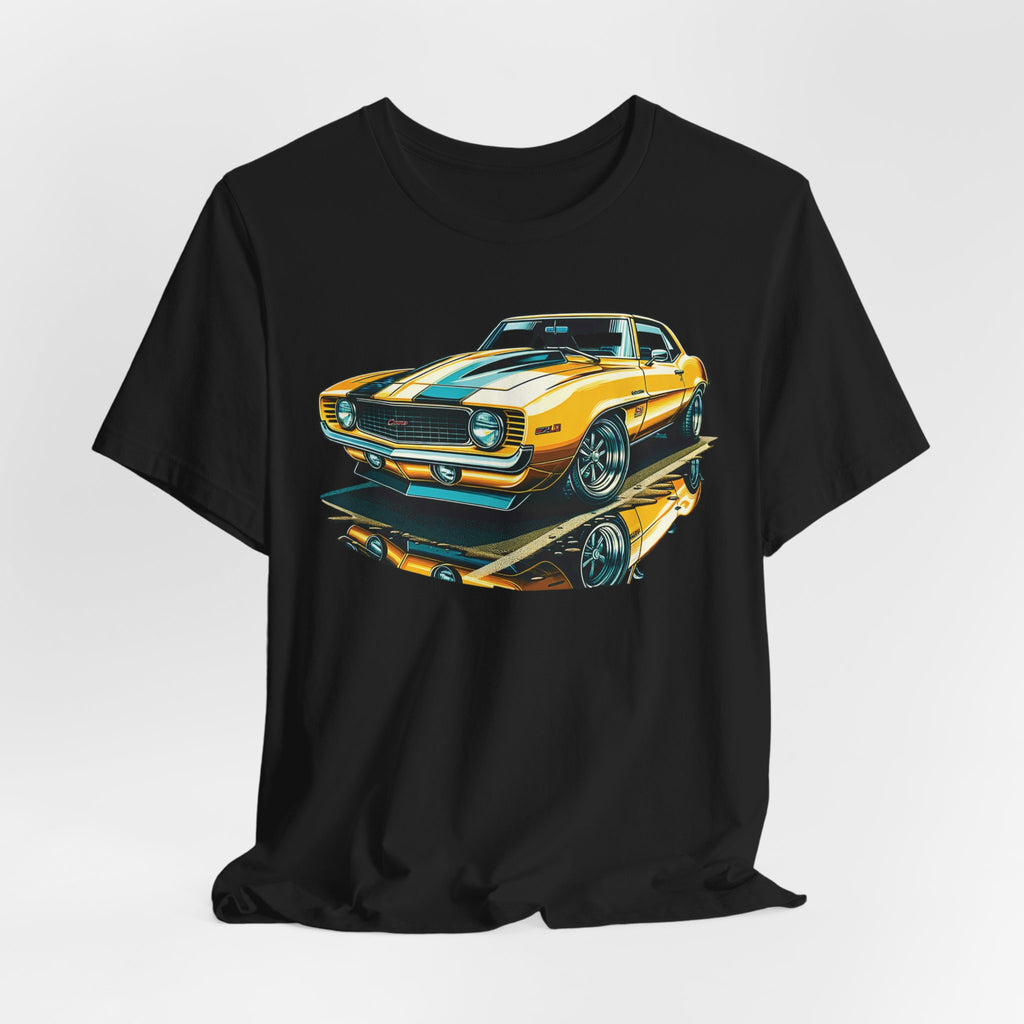 Yellow Classic Muscle Car T-Shirt | American Muscle Roars back graphic tee