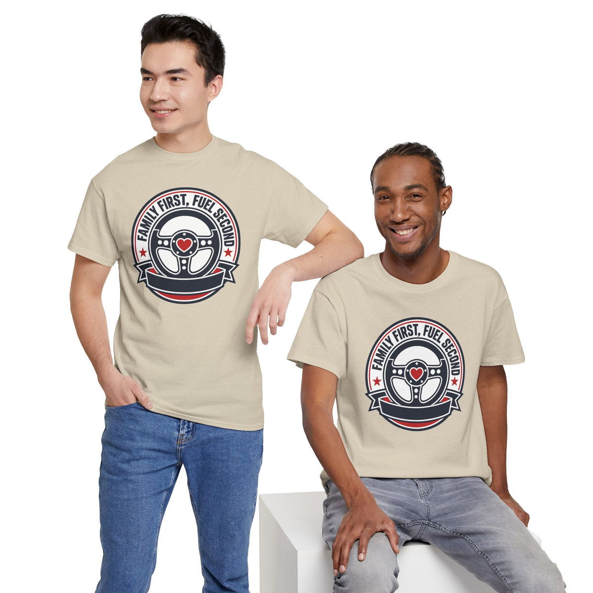 Family First, Fuel Second Tee — Steering Wheel Graphic Shirt