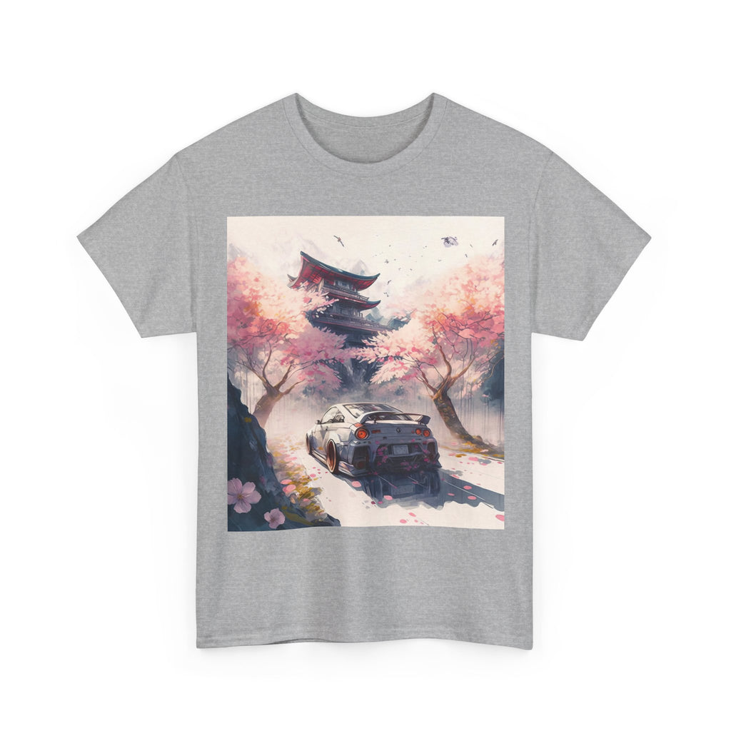Sakura Drift Retro Sports Car Tee — Cherry Blossom JDM Graphic T-Shirt