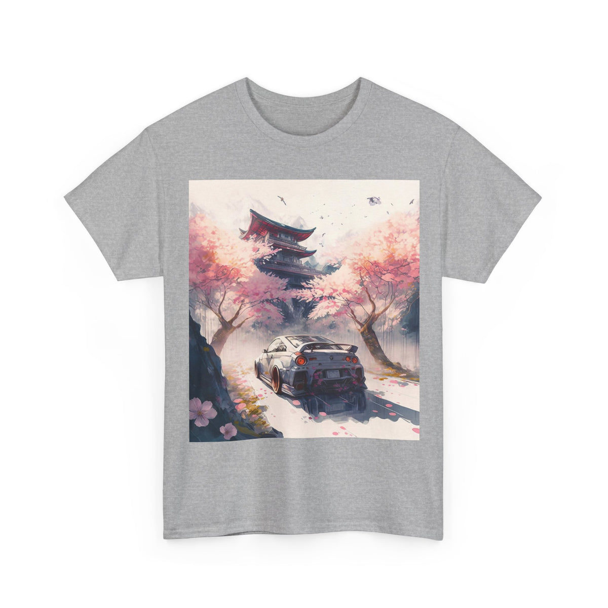 Sakura Drift Retro Sports Car Tee — Cherry Blossom JDM Graphic T-Shirt