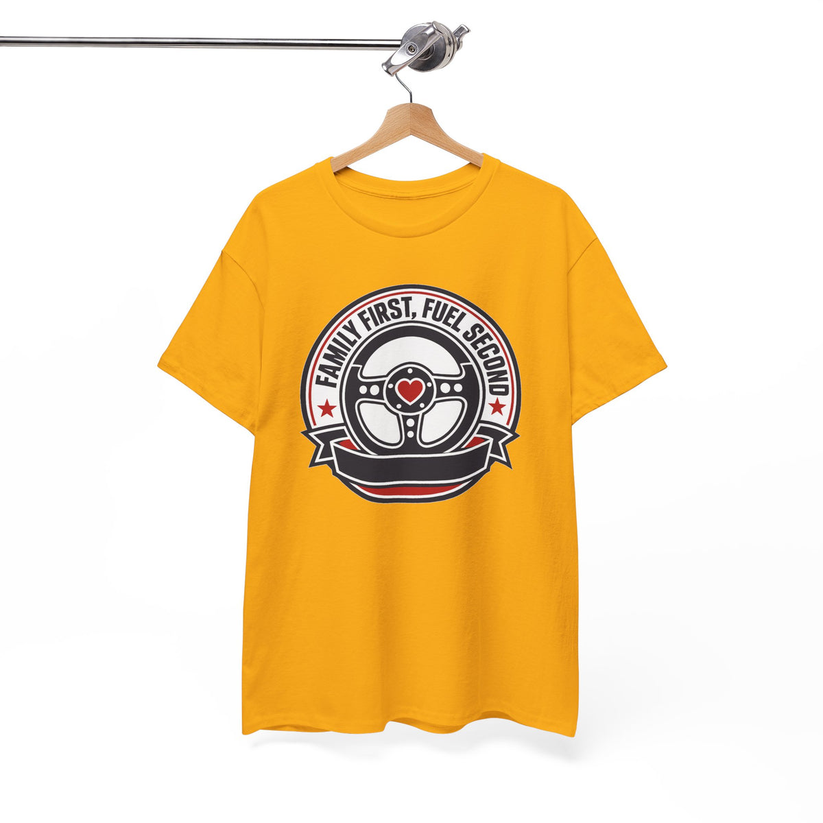 Family First, Fuel Second Tee — Steering Wheel Graphic Shirt