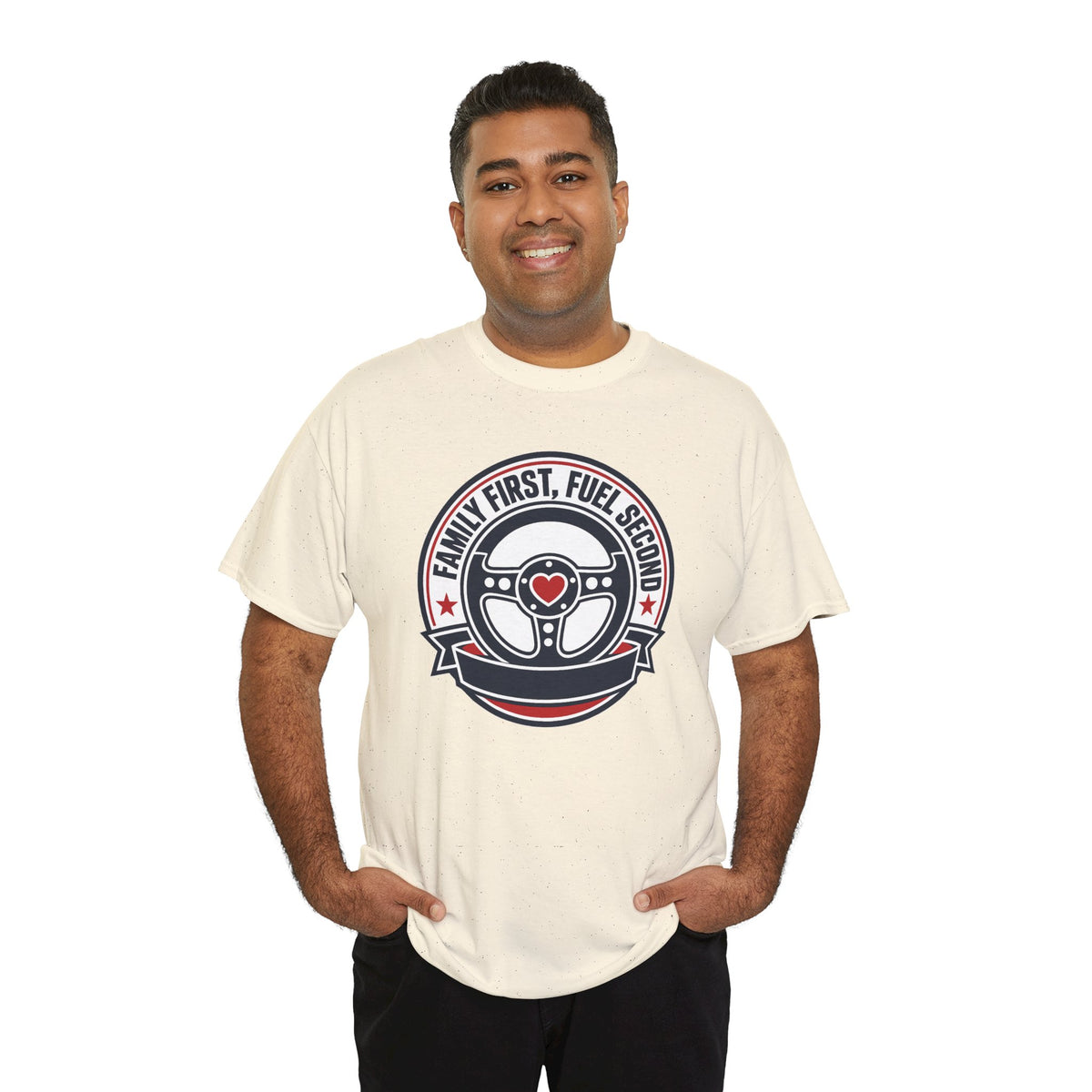 Family First, Fuel Second Tee — Steering Wheel Graphic Shirt