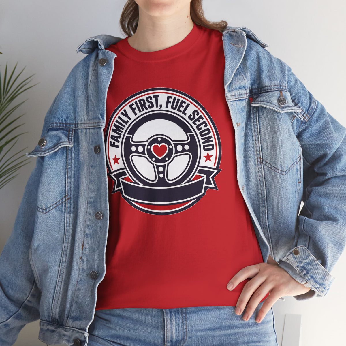 Family First, Fuel Second Tee — Steering Wheel Graphic Shirt