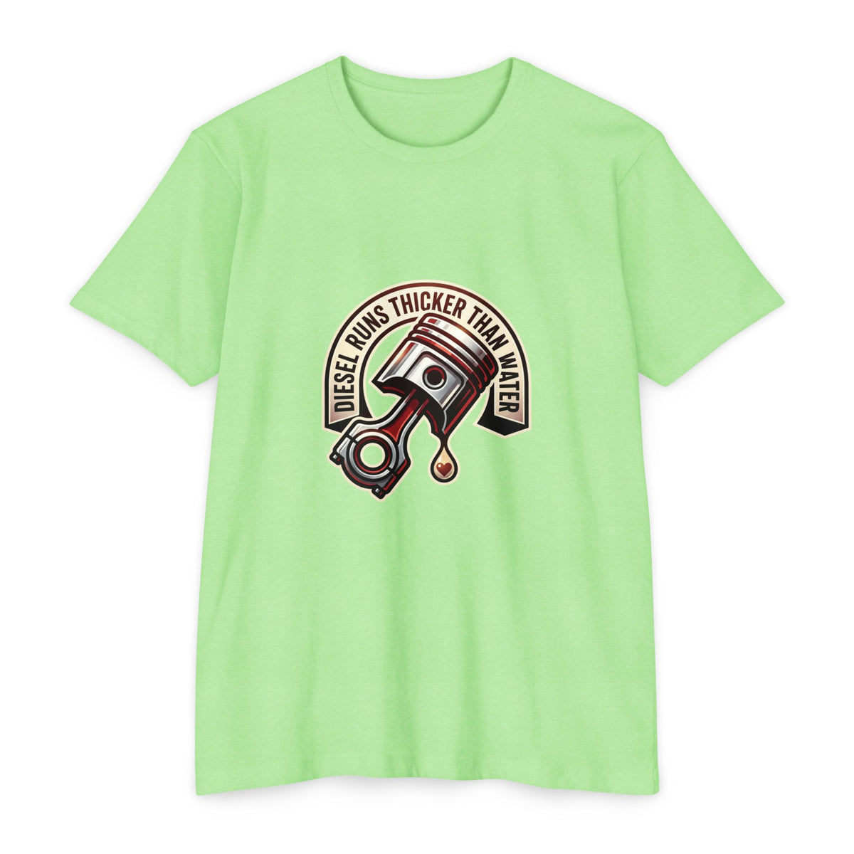 Diesel Runs Thicker Than Water T-Shirt — Mechanic Piston Graphic Tee