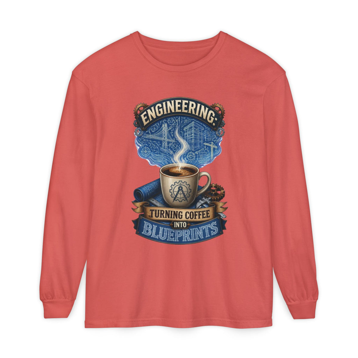 Engineering Coffee Long Sleeve Tee — "Turning Coffee Into Blueprints"