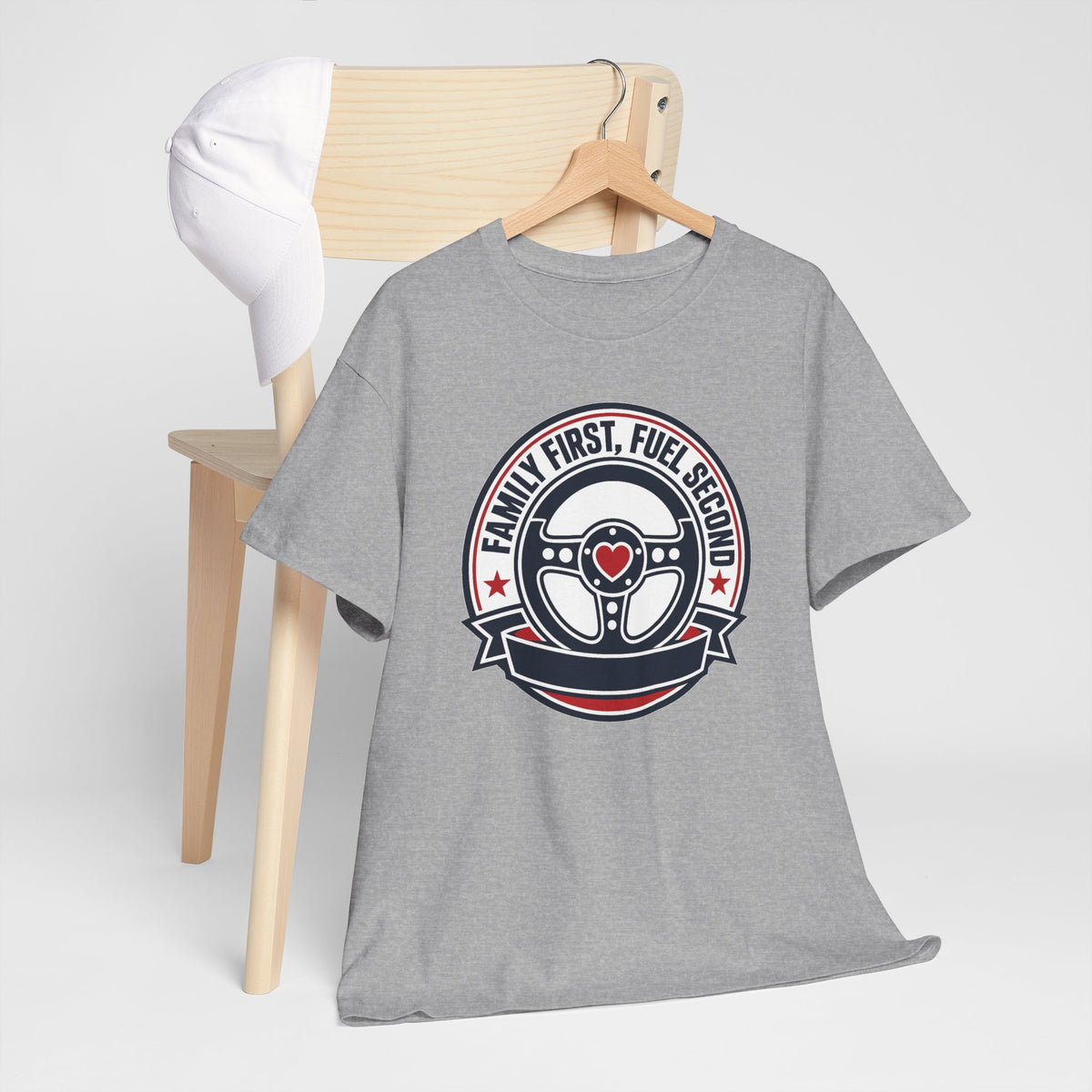 Family First, Fuel Second Tee — Steering Wheel Graphic Shirt