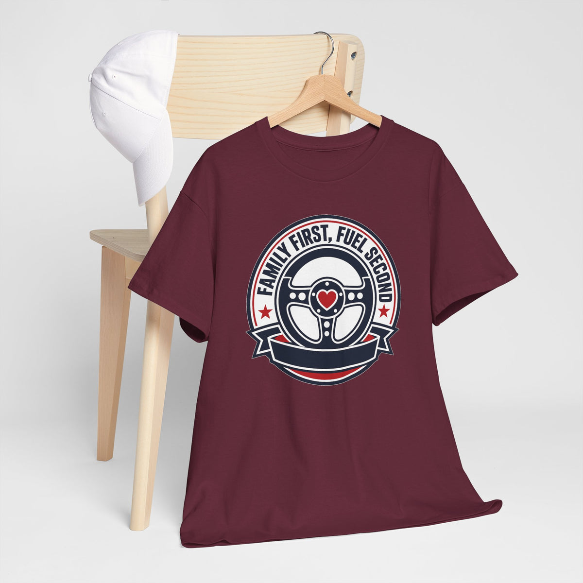 Family First, Fuel Second Tee — Steering Wheel Graphic Shirt